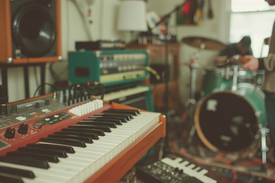 Capturing Creativity: Band Rehearsal in Garage - Music Collaboration and Passion