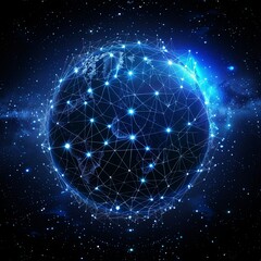Obraz premium Global Digital Network Connectivity Over Earth