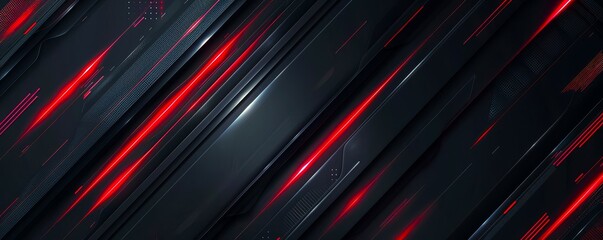 Obraz premium Black abstract background with red glowing lines for cover, banner
