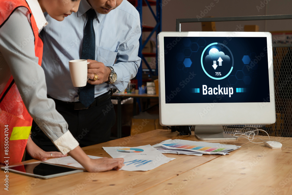 Poster backup storage data internet technology business concept. database storage cloud technology file dat