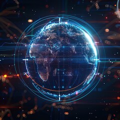 Fototapeta premium Global Digital Network Connectivity Over Earth