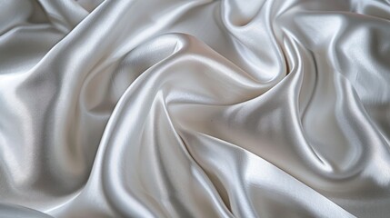 Obraz premium Experience the allure of luxury with this elegant white silver fabric, crafted with a sumptuous satin texture and a delicate natural blur for a sophisticated aesthetic