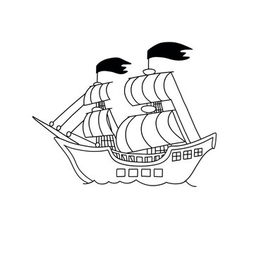 recommend clip art: Cartoon Vector Illustration. Pirate Ship, sailing ship.