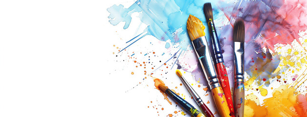 Obraz premium paintbrushes on a white background. copy space