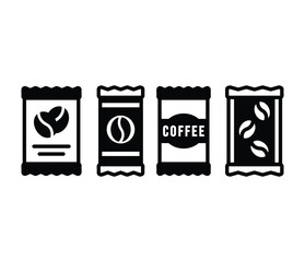 coffee sachet drink icons vector design black white color illustration sets