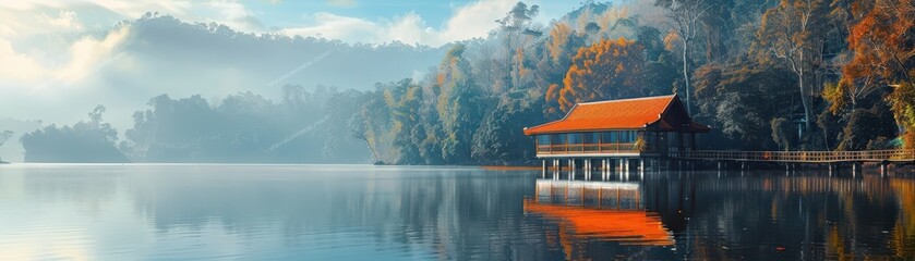 Fototapeta premium Traditional house with fresh view