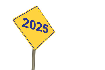 New Year 2025 Creative Design Concept with sign board - 3D Rendered Image	
