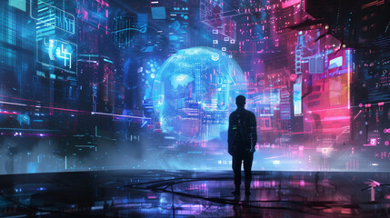 Fototapeta premium 仮想空間のイメージ