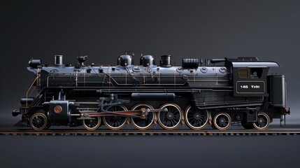 Obraz premium Steam locomotive, renovated, looks like a model but is real. Generative AI
