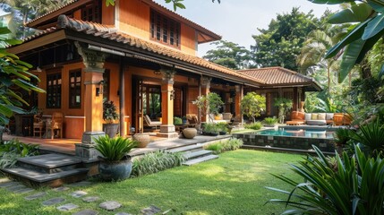 Obraz premium Traditional house with fresh view