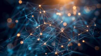 青のワイヤーフレーム、ネットワークの背景