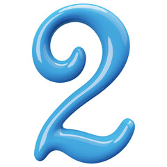 Blue 3D Number 2