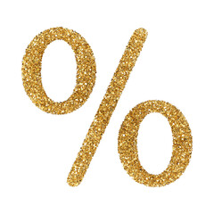 Gold Glitter 3D Percent Symbol