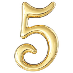 Gold 3D Number 5