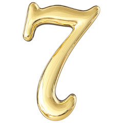 Gold 3D Number 7