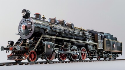 Obraz premium Steam locomotive, renovated, looks like a model but is real. Generative AI