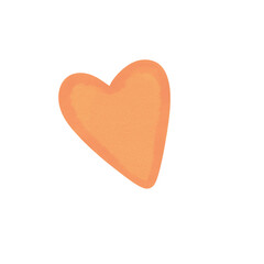 Watercolor illustration of a orange heart isolated on a white background.