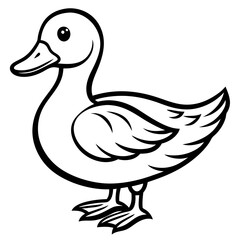 Cute Cartoon Duck silhouette art vector illustration design for kids.