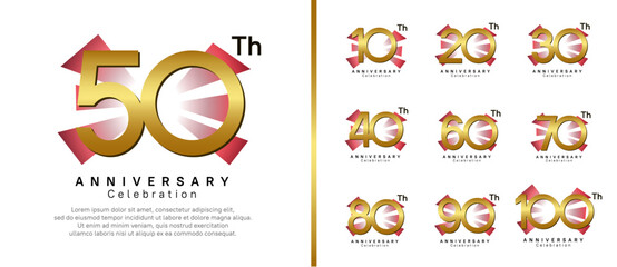 anniversary logo set. vector design golden color can be use for celebration moment