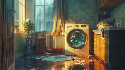 A special picture of the inner world of a washing machine. Generative AI