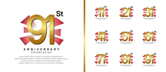 anniversary logo set. vector design golden color can be use for celebration moment