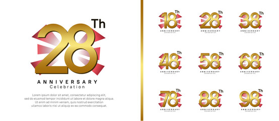anniversary logo set. vector design golden color can be use for celebration moment