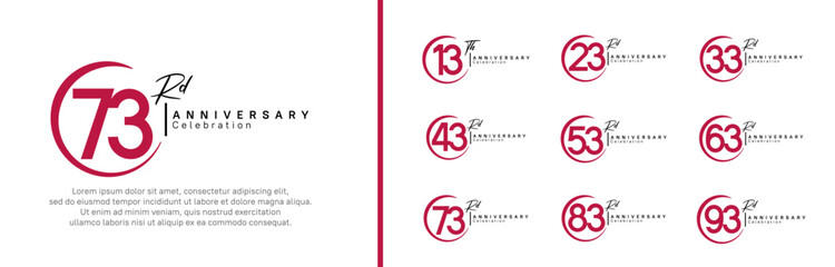 anniversary logo set. vector design red and black color for celebration event