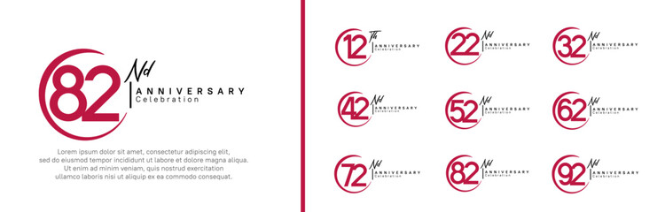 Fototapeta premium anniversary logo set. vector design red and black color for celebration event
