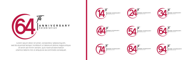 anniversary logo set. vector design red and black color for celebration event