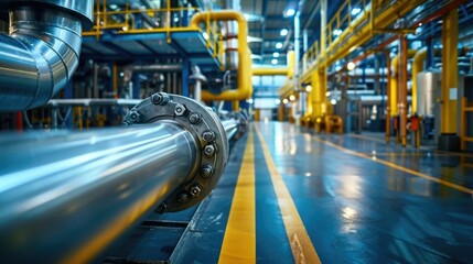 Detailed view of the environmental controls and air systems installed in a state of the art manufacturing plant showcasing the complex infrastructure and technology used to optimize production