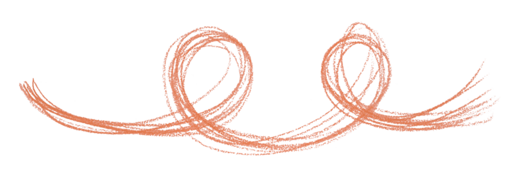 Orange pencil strokes isolated on transparent background.