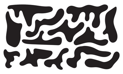 Abstract fluid black blob shape vector set. Modern liquid irregular blob shape elements graphic flat style on white background in eps 10.