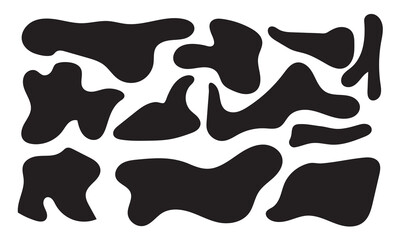 Abstract fluid black blob shape vector set. Modern liquid irregular blob shape elements graphic flat style on white background in eps 10.