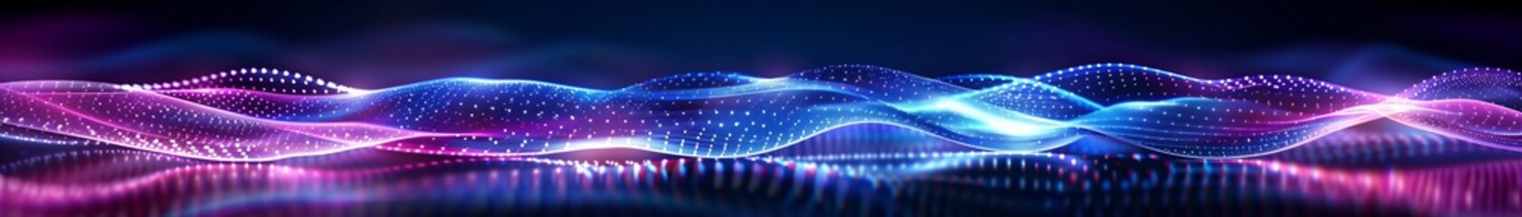 Obraz premium Abstract neon digital waves in blue and purple tones, vibrant and futuristic. Concept of technology, innovation, and energy