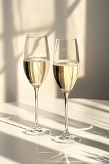 Sparkling Wine Glasses in Sunlight Art