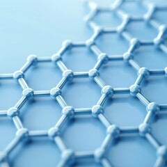 Abstract close-up of blue nanotechnology molecular grid structure representing graphene or other advanced material science concepts.