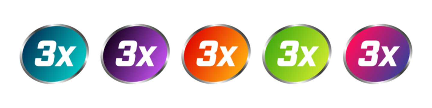 Vector sticker 3x for product packaging label design.