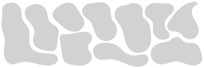 Modern liquid irregular blob shape abstract elements graphic flat style design fluid vector illustration set.