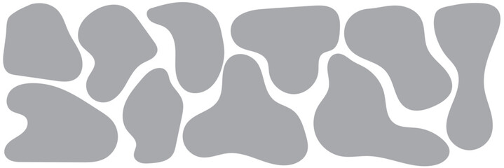 Modern liquid irregular blob shape abstract elements graphic flat style design fluid vector illustration set.