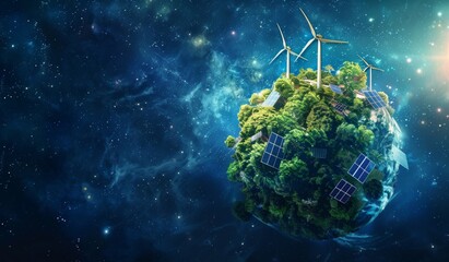 Miniature models of earth and eco-friendly photography of a green scenery, energy, electricity,...