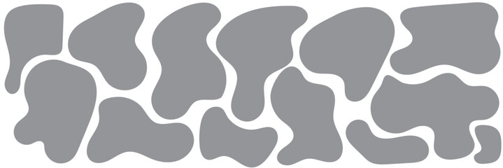 Modern liquid irregular blob shape abstract elements graphic flat style design fluid vector illustration set.