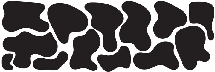 Modern liquid irregular blob shape abstract elements graphic flat style design fluid vector illustration set.