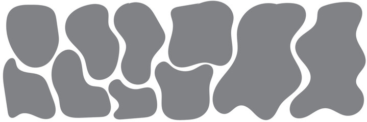 Modern liquid irregular blob shape abstract elements graphic flat style design fluid vector illustration set.