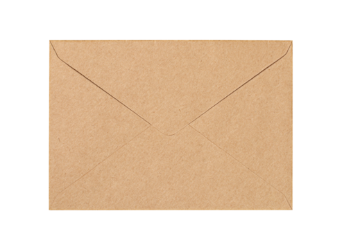 Closed craft envelope isolated on transparent background