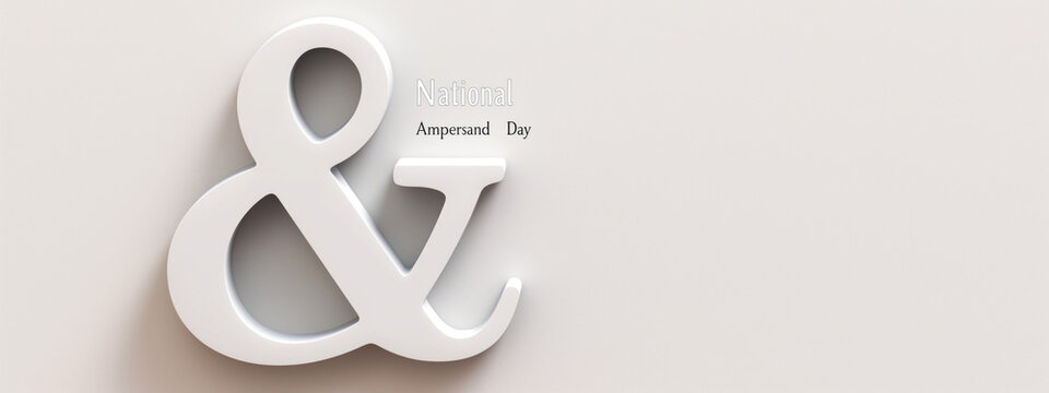 Minimalist White 3D Ampersand Symbol Celebrating National Ampersand Day in Modern Design.