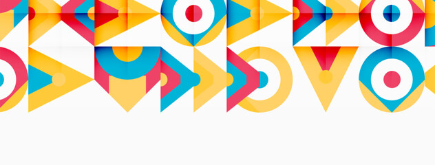 Obraz premium Colorful circle and triangle abstract background. Template for wallpaper, banner, presentation, background