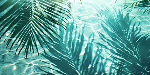 Serene Water Surface with Tropical Leaf Shadows