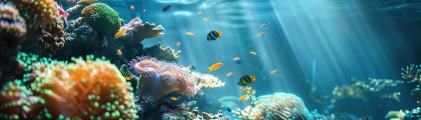 Underwater Paradise: Vibrant Coral Reef with Colorful Fish
