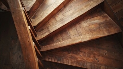 Obraz premium Handmade, carefully crafted wooden stairs. Generative AI