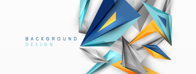 Minimal geometric abstract background. Low poly dynamic triangle design. Trendy techno business template for wallpaper, banner, background or landing